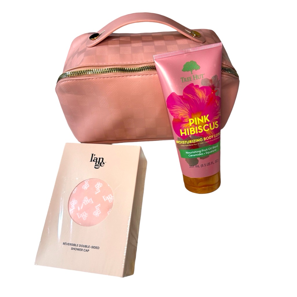 Makeup Bag Lotion And Shower Cap